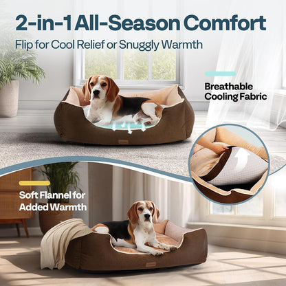 Extra Thick Orthopedic Dog Bed for Large Sized Dogs, 36", Brown | with Removable Washable Cover, Waterproof Lining & Non-Slip Base, Pet Dogs Couch Sofa with Dual-Layer Interior Padding3
