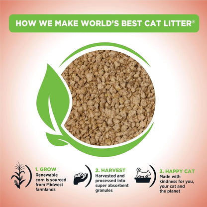World'S Best Cat Litter, Multiple Cat, Unscented, Odor Control, 15 Lb Bag | Controls Tough Multi-Cat Odors and Lasts 2X Longer; Natural Corn Litter, Quick Clumping, Flushable, 99% Dust Free3