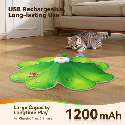 FEELNEEDY Rechargeable Cat Toys, 2 in 1 Hide and Seek Game Interactive Cat Toy, Movable LED Red Dot, Moving Concealed Feathers, Durable Exercise Toys for Indoor Cats, Bored Adult Cats Wand Toy4