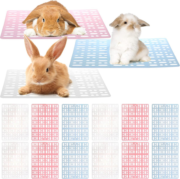 Lyellfe 12 Pack Plastic Rabbit Cage Mat with Snap Joint | Durable Rabbit Floor Mat, Foot Resting Pads for Pet Cats Dogs Bunny, Assorted Colors1