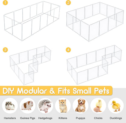 Modular Small Pet Playpen, 14 Panels, 16.5" Height Indoor Enclosure for Rabbits, Guinea Pigs, Hedgehogs, Kittens and Small Pets3