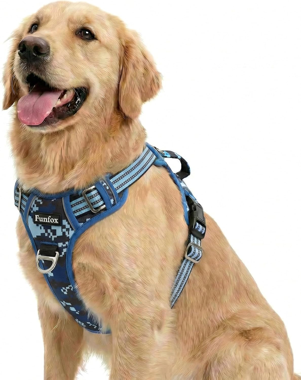 funfox-dog-harness-medium-sized-dog-vertical-handle-easy-control-no-pull-pet-vest-adjustable-with-2-leash-clips-soft-material-reflective-safe-night-walking-for-small-medium-large-breed-black-m