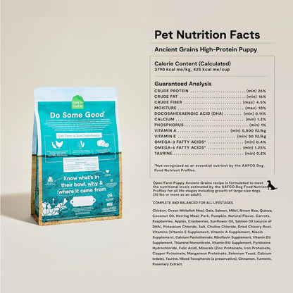 Open Farm Ancient Grains Dry Puppy Food, Chicken & Salmon Kibble, 4Lb Bag | All Puppies, All Breed Sizes, Protein-Rich & Nutrient Dense, 100% Traceable Ingredients, Non-Gmo Fruits & Veggies.2