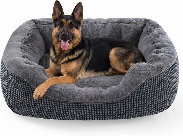 INVENHO Medium Dog Beds for Medium Dogs Washable, Rectangle Dog Bed Medium Size Dog, Orthopedic Dog Bed, Warming Soft Calming Sleeping Puppy Bed Durable Pet Bed with Anti-Slip Bottom M(30"X24"X9")44
