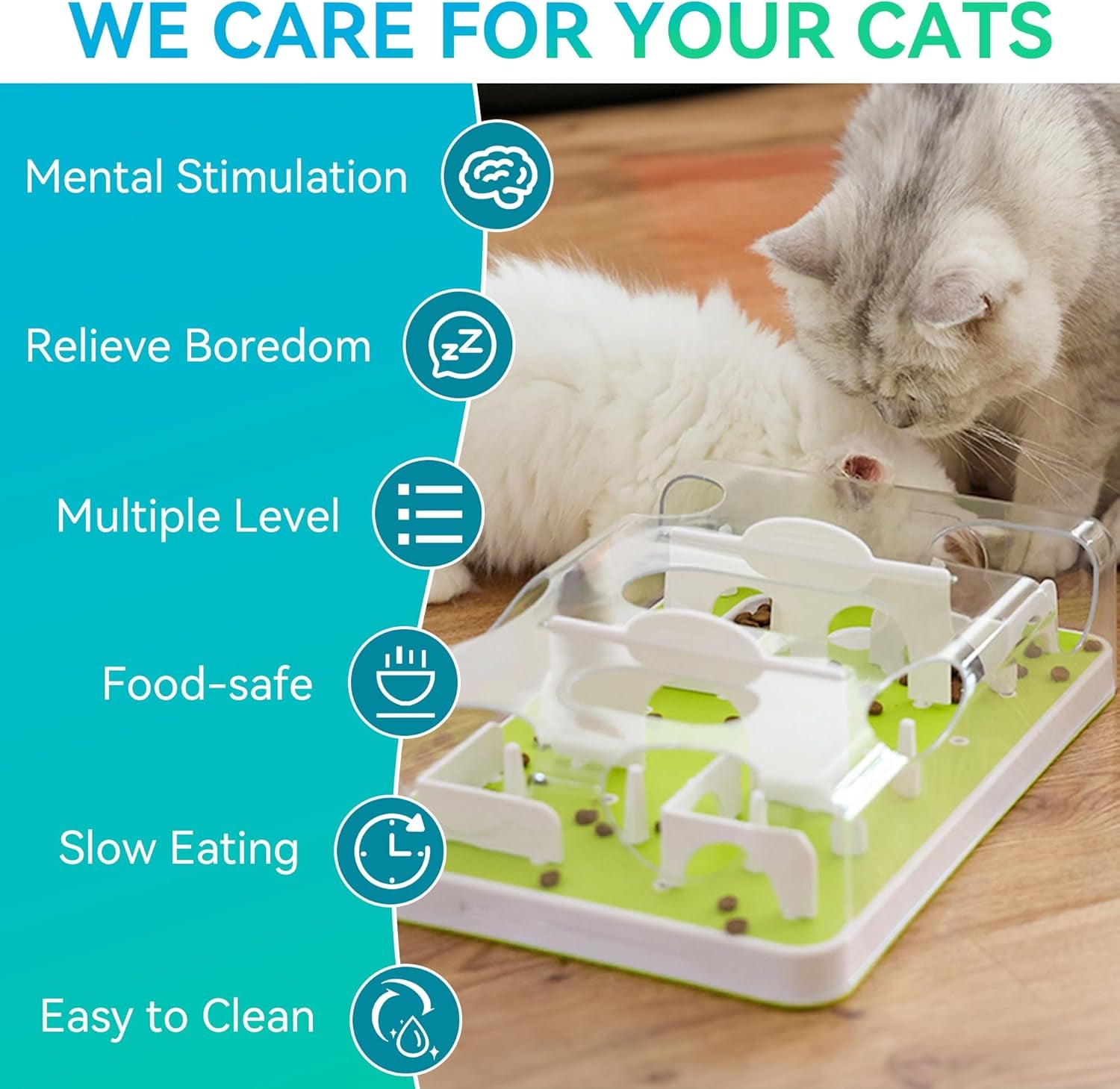 all-for-paws-interactive-cat-puzzle-feeder-slow-feed-toy-mental-stimulation-treat-dispenser-maze-for-indoor-cats-enrichment-cat-food-toy