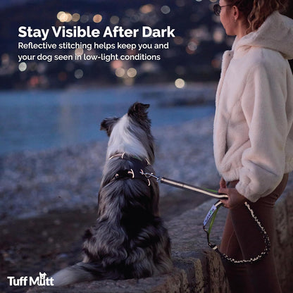 Tuff Mutt Hands Free Dog Leash for Walking Running Hiking, Waist Leash with Bungee, Adjustable Belt, Reflective Double Handle Design for Large Medium Dogs7