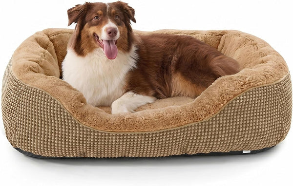 INVENHO Medium Dog Beds for Medium Dogs Washable, Rectangle Dog Bed Medium Size Dog, Orthopedic Dog Bed, Warming Soft Calming Sleeping Puppy Bed Durable Pet Bed with Anti-Slip Bottom M(30"X24"X9")26