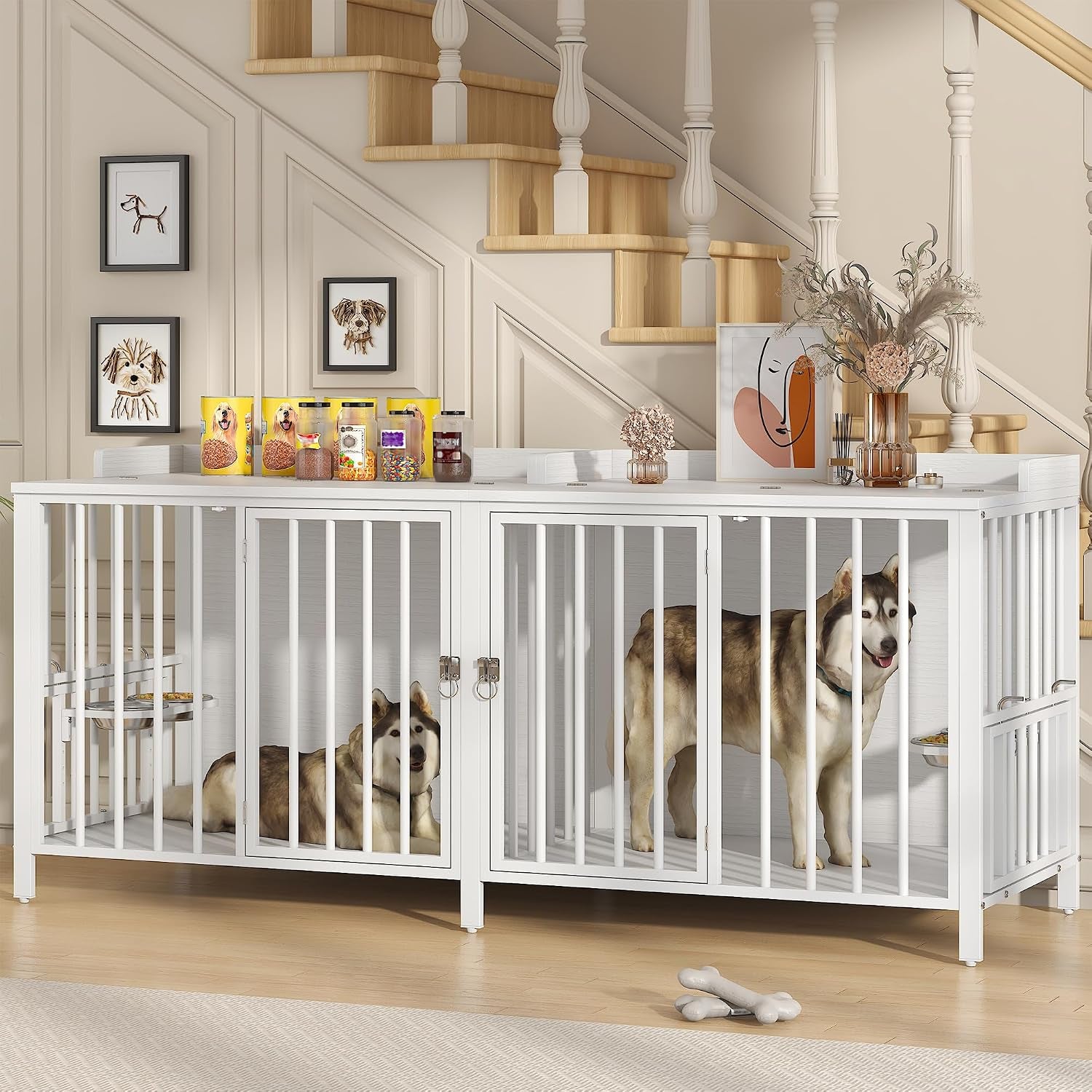 boinn-63-heavy-duty-dog-crate-furniture-with-4-doors-removable-divider-openable-top-indoor-dog-kennel-with-raised-edge-tabletop-double-dog-cage-for-medium-large-dogs-decorative-pet-crate