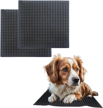 2 PCS Dog Scratching Post Pad, Soft Touch Itch Relief Pad for Horse Cow Goat Sheep, PVC Dog Back Scratcher, Massage Bed Massage Brush for Wooden Stake Wall Sofa Ground 11.8 X 11.8 Inch1
