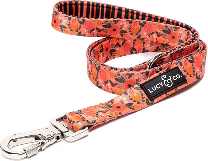 Lucy & Co. Cheery Cherries - Designer Dog Leash for Small to Large Dogs - Padded Handle for Comfort - Large, Red Gingham Cherries - 5 Foot14