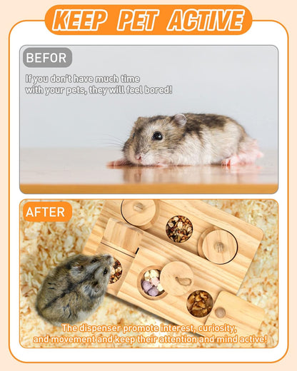 Guinea Pig Foraging Toys, 6 in 1 Hamsters Wooden Interactive Enrichment Toys, Treat Dispenser for Small Animal, for Rabbits, Bunny, Chinchillas, Rats and Gerbils6