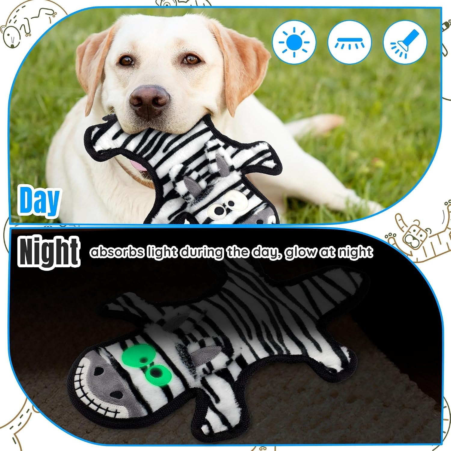 lechong-no-stuffing-dog-squeaky-toys-glowing-eyes-crinkle-plush-puppy-toys-for-teething-chewing-5pcs-flat-tough-dog-toys-set-for-large-medium-small-dogs-to-keep-them-busy