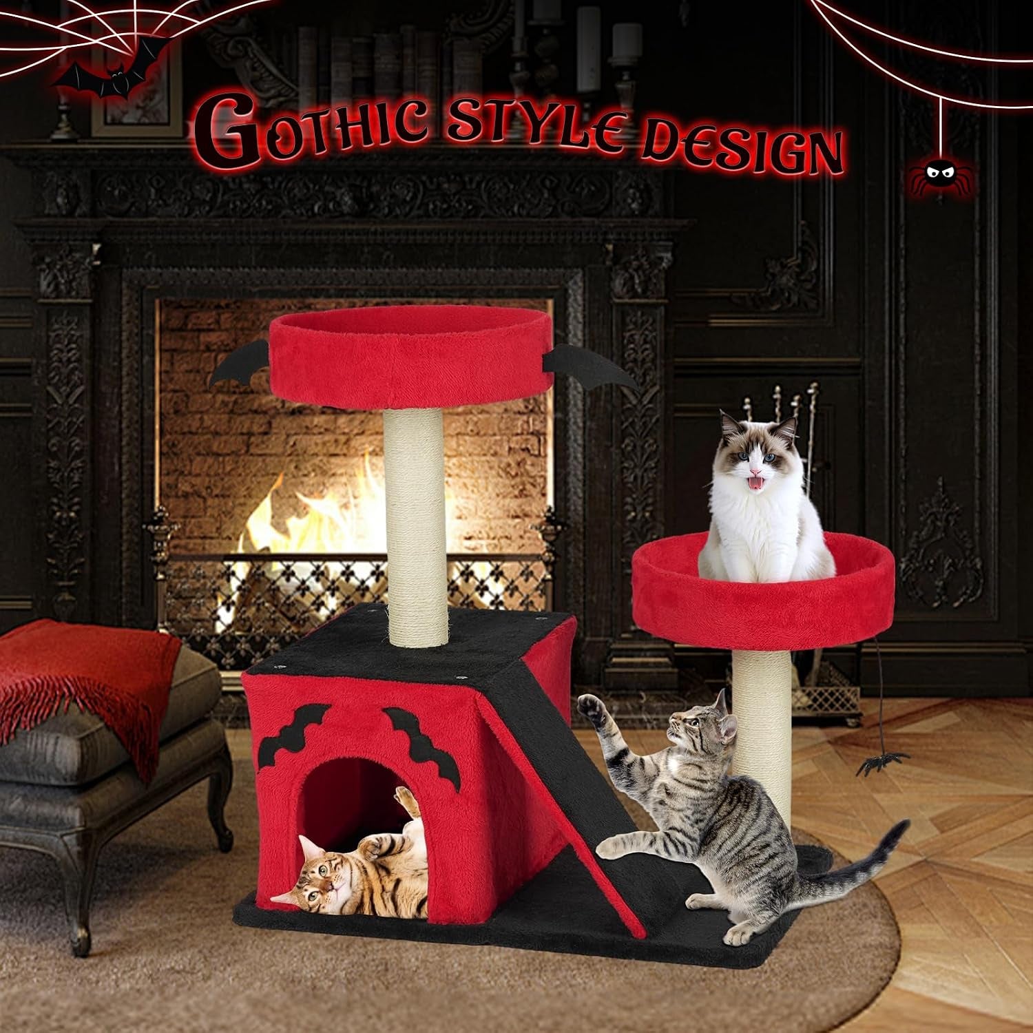 vingli-27-6in-gothic-cat-tree-with-spacious-cat-condo-2-padded-perches-red-black-cat-tower-with-scratching-ladder-sisal-posts-spider-toy-for-large-cats