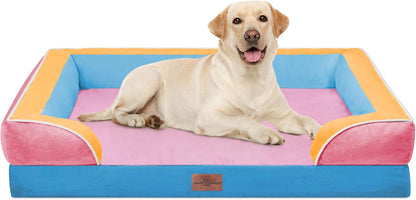 Comfort Expression Orthopedic Dog Bed for Extra Large Dogs with Bolster | Waterproof Dog Couch Bed with Washable Cover & Non-Slip Bottom, Supportive Egg Crate Foam XL Pet Bed, 42X30 Inch44