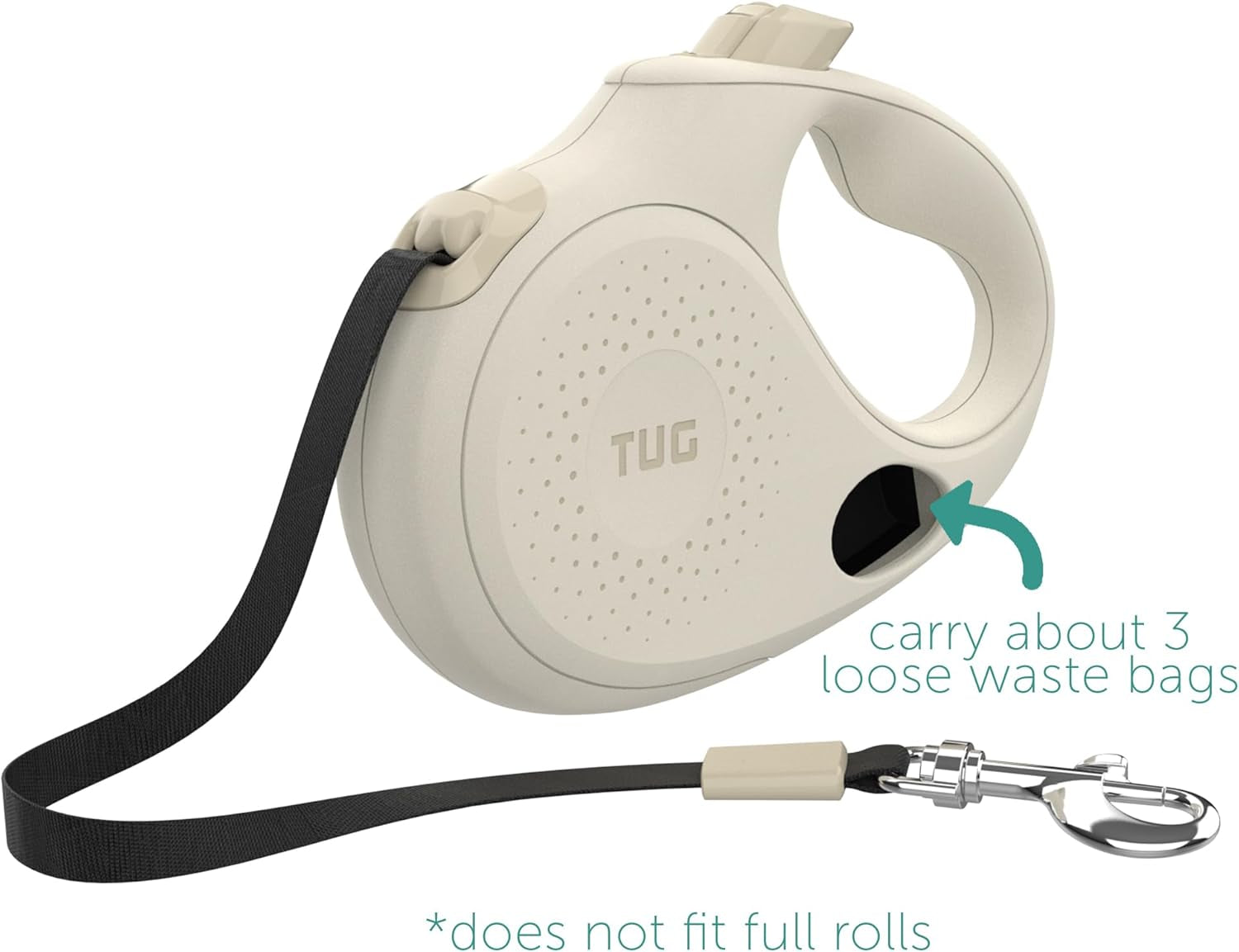 tug-oval-360-tangle-free-retractable-dog-leash-with-integrated-waste-bag-dispenser-small-cream
