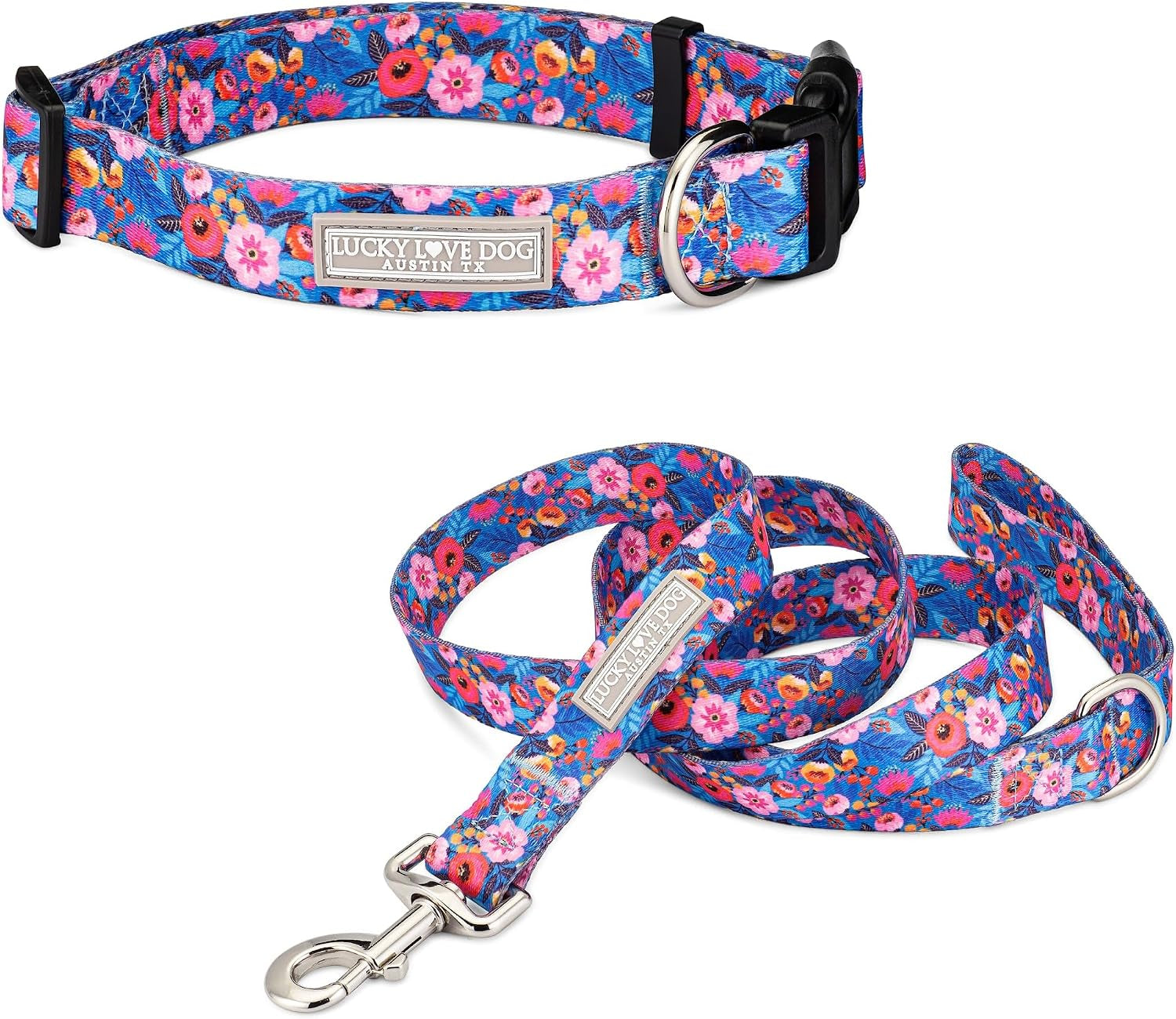 lucky-love-dog-easy-click-buckle-dog-collar-with-leash-set-combo-durable-comfortable-for-male-female-dogs-pet-collar-for-medium-dogs-secure-fit-blackbird-combo-medium