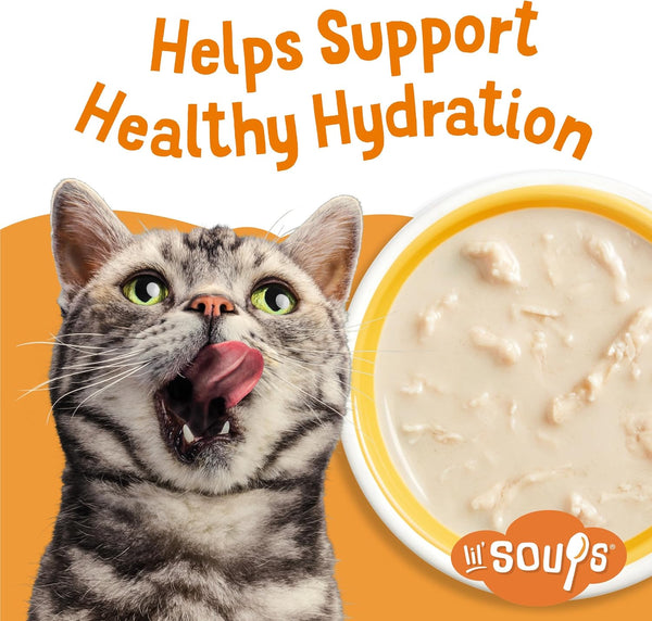 Friskies Purina Natural,Grain Free Wet Cat Food Lickable Cat Treats,Lil' Soups Flaked Chicken - 1.2 Oz. Tubs,(Pack of 16)4
