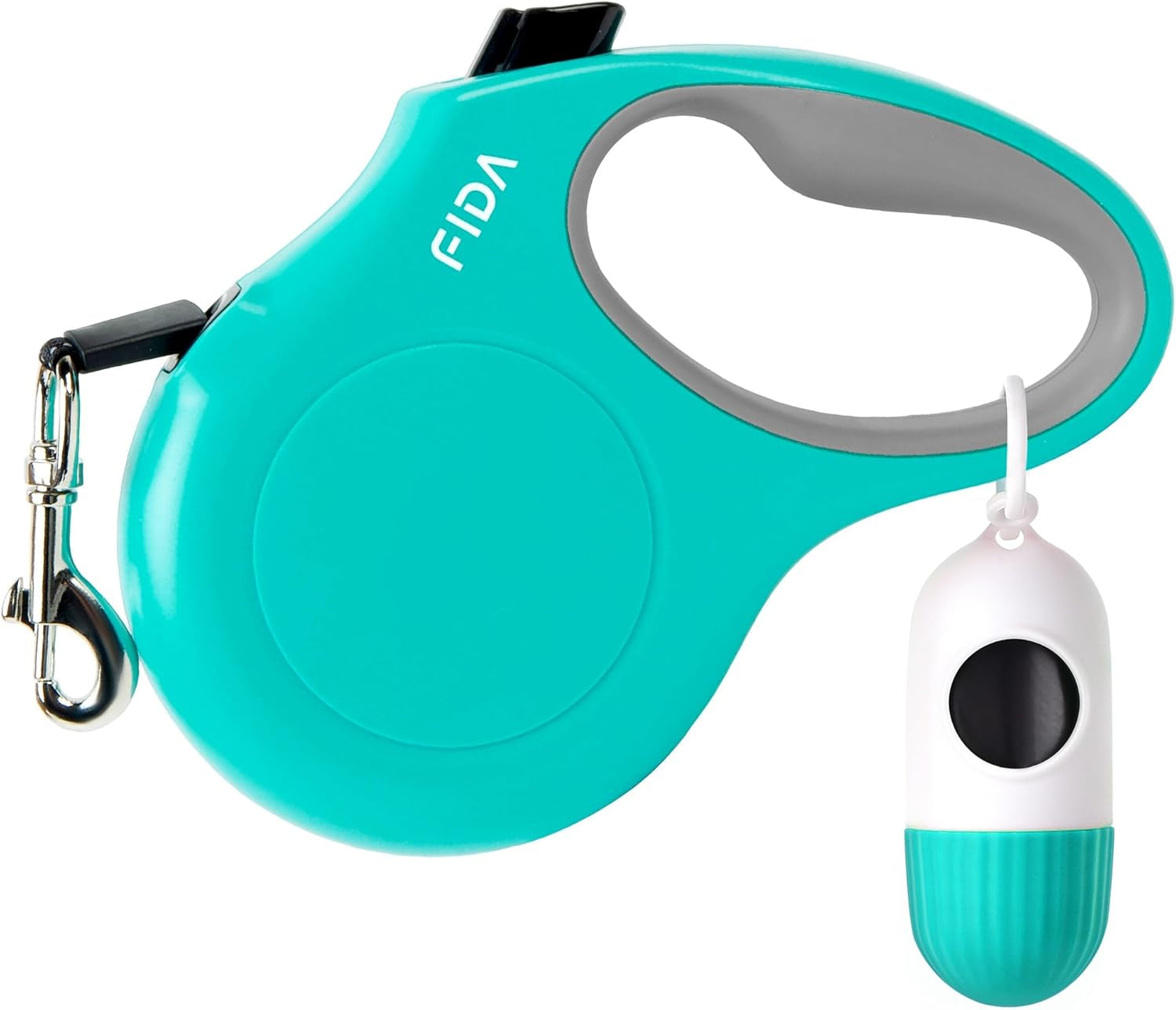 fida-retractable-dog-leash-for-small-breed-up-to-26-lbs-16-ft-pet-walking-leash-with-dispenser-and-poop-bags-anti-slip-handle-reflective-strong-nylon-tape-one-handed-brake-s-white-pink
