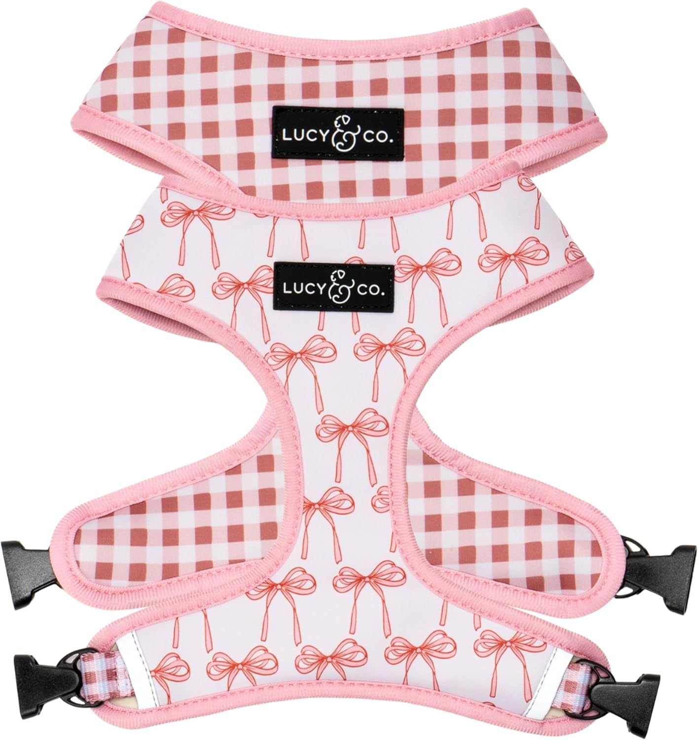 lucy-co-reversible-dog-harness-water-repellent-neoprene-dual-print-design-easy-swap-style-adjustable-comfort-fit-take-a-bow-reversible-harness-small