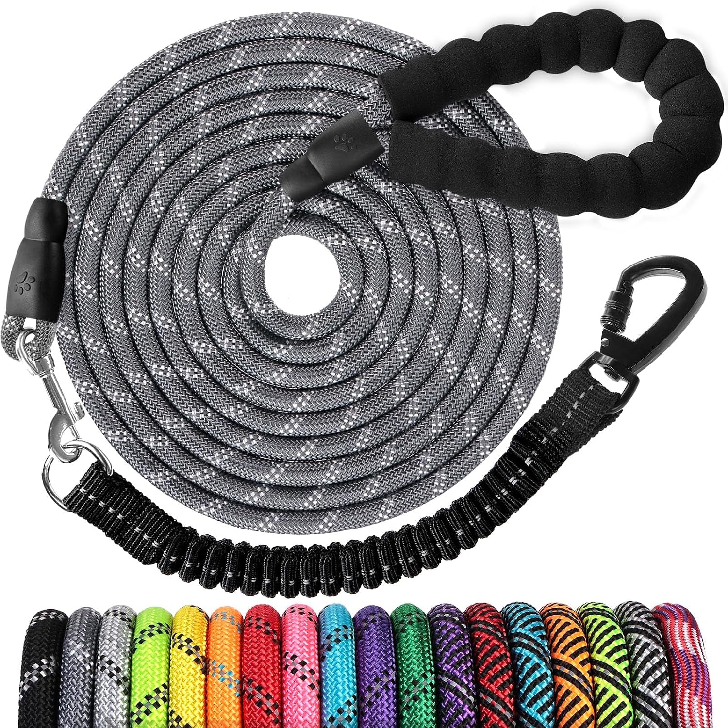 long-dog-leash-15-ft-heavy-duty-rope-leashes-for-dogs-training-with-swivel-lockable-hook-reflective-threads-bungee-and-padded-handle-dog-lead-for-large-small-medium-dogs-outside-walking-hiking