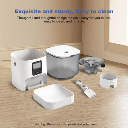 Automatic Cat Feeder, 4L Cat Food Dispenser with 10S Voice Recorder, Pet Feeder up to 8 Meals per Day, Timed Dog Feeder with Dry Food Sealed Ring5