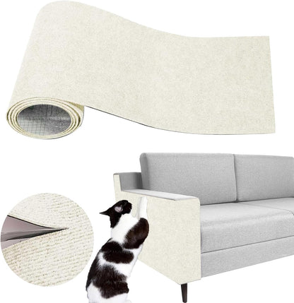 Cat Scratch Couch Furniture Protector, Self-Adhesive Scratch Pad | 39.3X15.8In, DIY Climbing Cat Carpet Mat for Door Window Protector, Couch Guard from Claws with Pins & Tape (Lightgrey)10