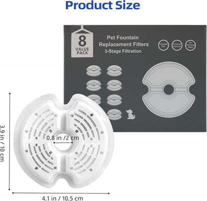 8Pack Cat Water Fountain Filters, Cat Fountain Filter for 67Oz/2L Pet Drinking Fountain Dog Water Dispenser, Pet Fountain Filter Replacement6