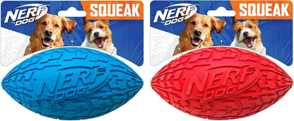Nerf Dog Tire Squeak Football Outdoor Dog Toy, 6 Inch Dog Football Squeaking Toy for Medium and Large Breeds, Blue11