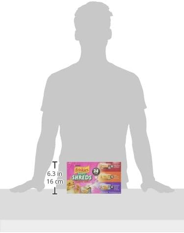 Purina Friskies Gravy Wet Cat Food Variety Pack, Shreds with Beef, with Chicken, and Turkey and Cheese Dinner - (Pack of 24) 5.5 Oz. Cans3