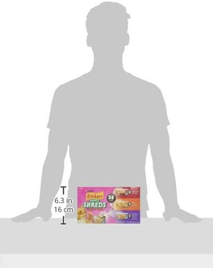 Purina Friskies Gravy Wet Cat Food Variety Pack, Shreds with Beef, with Chicken, and Turkey and Cheese Dinner - (Pack of 24) 5.5 Oz. Cans3