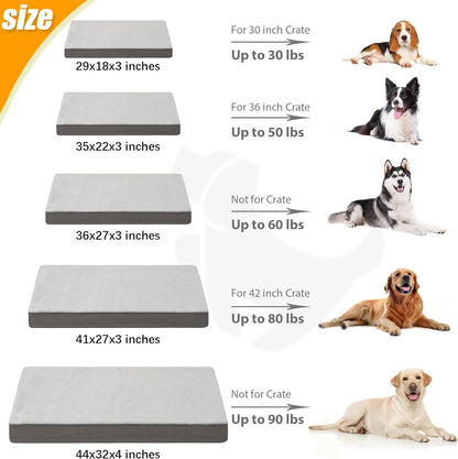 KSIIA Orthopedic Dog Bed for Large Dogs with Waterproof Lining, Grey, 35X22 | Deluxe Soft Plush Dog Crate Bed, Washable Pet Mat with Removable Cover & Egg Crate Foam for Large Dogs Sleeping & Relaxing6