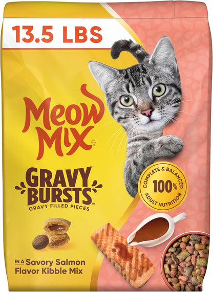 Meow Mix Gravy Bursts Dry Cat Food, 3 Lb Bag | Crunchy Cat Kibble, Gravy Filled Pieces, 100% Complete & Balanced Nutrition for Adult Cats, High Quality Protein11