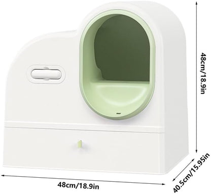 Pet Supplies, Enclosed Cat Litter Box with Drawer, Splash Proof Large Space Pan(Gray)2