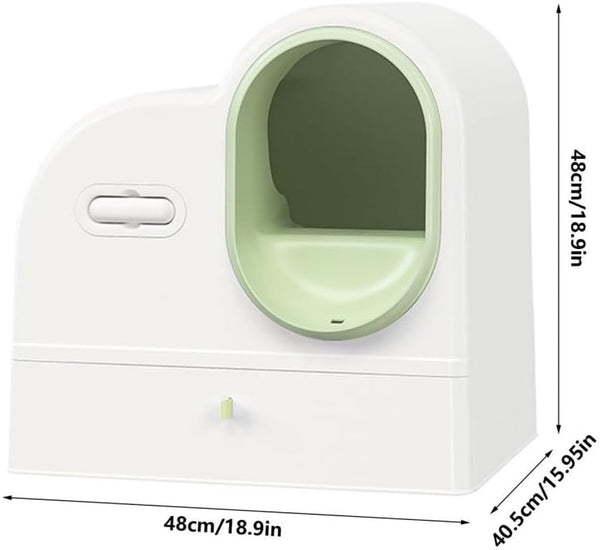 Pet Supplies, Enclosed Cat Litter Box with Drawer, Splash Proof Large Space Pan(Gray)2