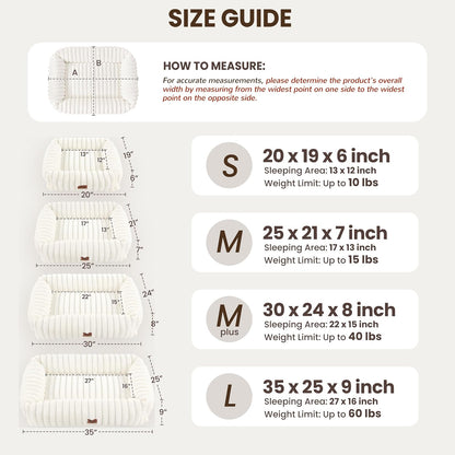 Cute Dog Bed for Small Dogs & Cats,Washable Fluffy Cat Beds for Indoor Cats, Rectangle Orthopedic Memory Foam Puppy Beds with Anti-Slip Bottom, 20 X19 X 7 Inches, Cream(20X19X6Inchs)8