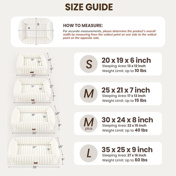 Cute Dog Bed for Small Dogs & Cats,Washable Fluffy Cat Beds for Indoor Cats, Rectangle Orthopedic Memory Foam Puppy Beds with Anti-Slip Bottom, 20 X19 X 7 Inches, Cream(20X19X6Inchs)8