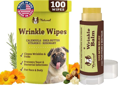 Natural Dog Company Wrinkle Wipes for Dogs, 100 Count, Hypoallergenic, Cleaning & Deodorizing, for Grooming Faces, Paws & Butts14