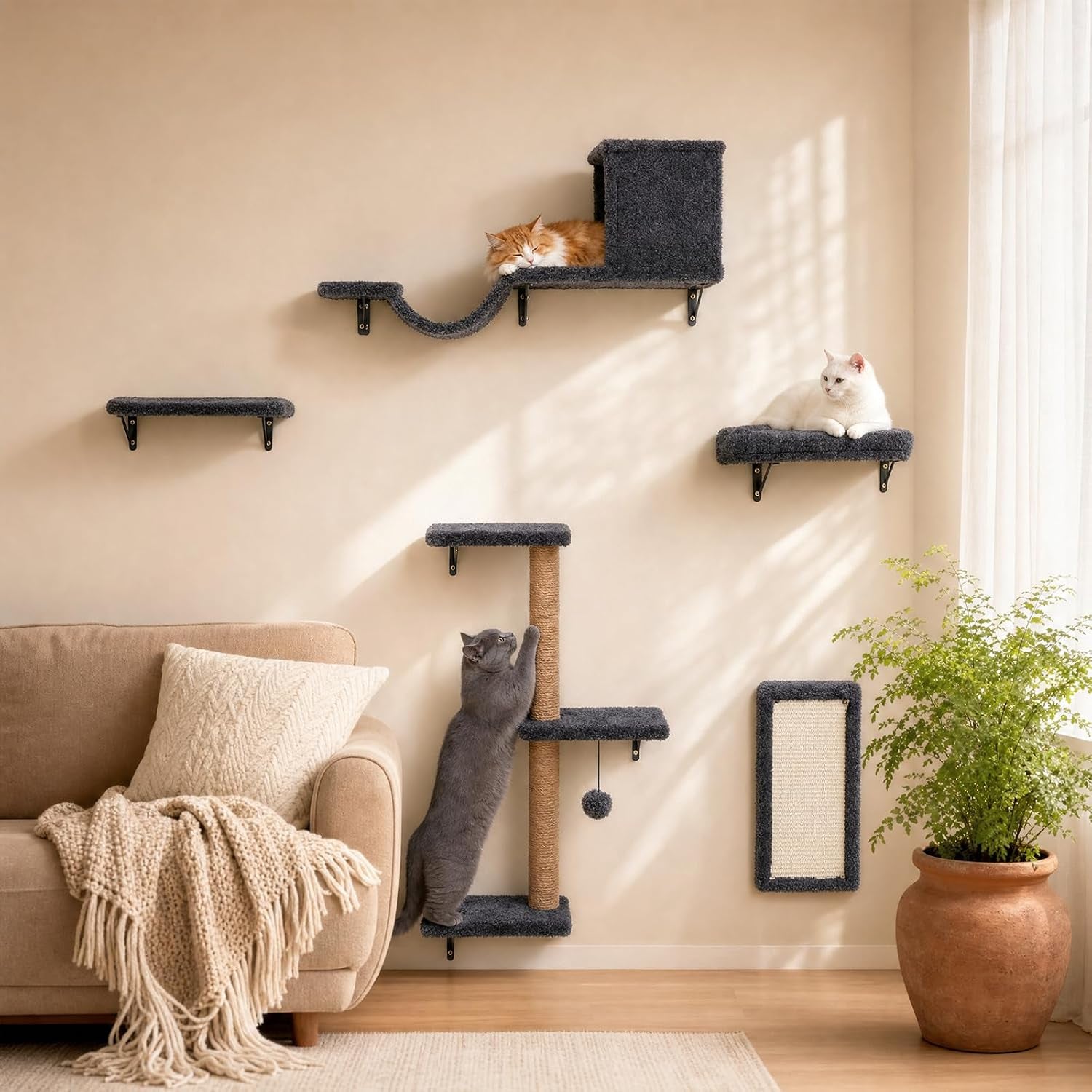 6-in-1-cat-wall-shelves-for-indoor-cats-wall-mounted-furniture-with-bed-cave-perch-scratching-post-multi-level-climbing-system-space-saving-playground-natural-wood-gray