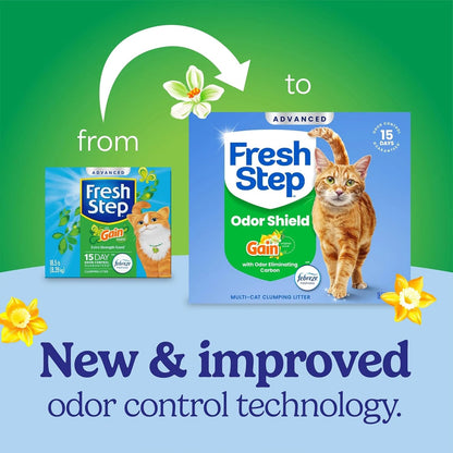 Fresh Step Advanced Multi Cat Clumping Litter with Febreze Freshness, Low Dust, Control with Ammonia Block Tech, Compatible in Automatic Litter Boxes, 37 Lb. (2 X 18.5 Lb.) | Odor Shield with Ammonia Block Technology, Low Dust, Multi Cat, Compatible with Most Automatic Litter Boxes2