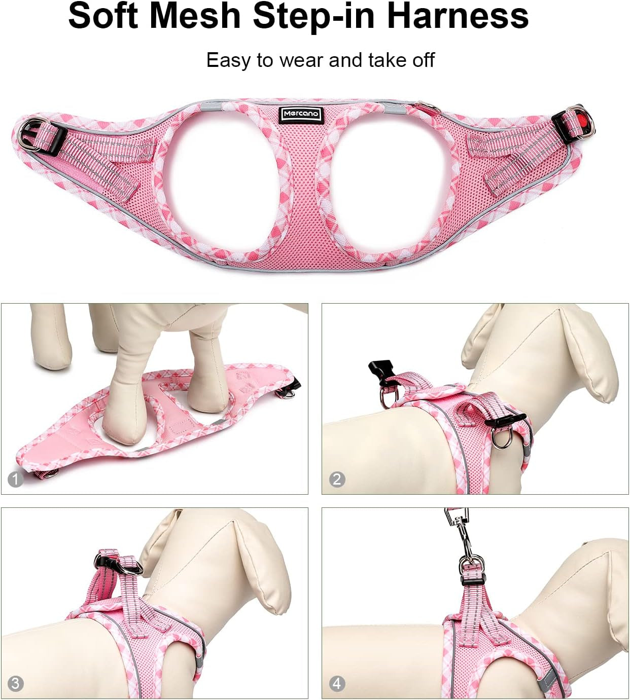 mercano-soft-mesh-dog-harness-and-leash-set-step-in-reflective-breathable-lightweight-vest-harnesses-with-safety-buckle-for-small-dogs-cats-pink-s
