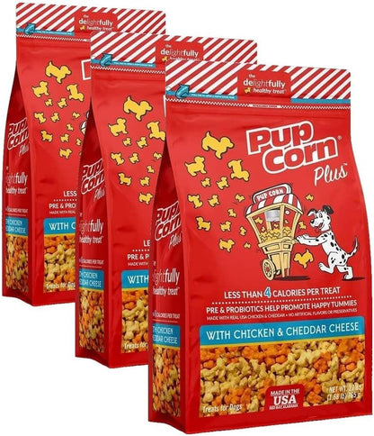 Pup Corn plus - Puffed Dog Treats with Prebiotics and Probiotics - Chicken & Cheddar Cheese (24Oz) - Made in USA23