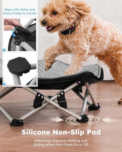 Pecute Raised Dog Bed with Cooling Mat, Elevated Pet Cot for Small Dogs, M | Breathable Textilene Mesh, Outdoor Camping & Beach, Steel Frame,130 Lbs Heavy Duty Support, Tool-Free 3-Second Quick Assembly7