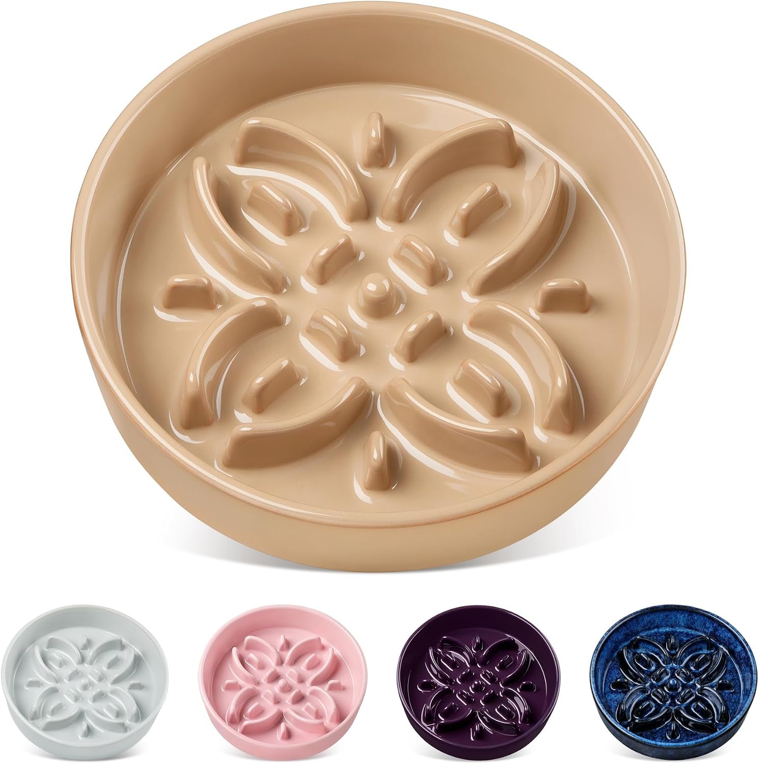 vancasso-ceramic-slow-feeder-dog-bowls-puzzle-dog-food-bowls-with-floral-maze-anti-slip-pet-food-dish-for-small-breed-0-6-cups-blue