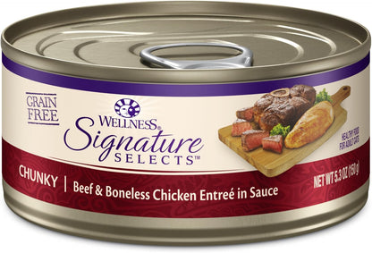 Wellness CORE Signature Selects Flaked Adult Canned Wet Cat Food, Natural, Protein Rich, Grain Free, Skipjack Tuna and Wild Salmon Entrée Recipe, 2.8 Oz, Pack of 12 Cans34