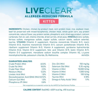 Purina ONE Liveclear Allergen-Reducing Dry Kitten Food Formula with Real Chicken as the Number One Ingredient - 5 Lb. Bag4