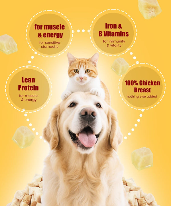Freeze Dried Chicken Dog Treats Cat Treats, Single Ingredient Raw Chicken Pettreats, Training Treats, Food Meal Topper, Rawhide Free Freeze Dried Chicken High Protein, 5.6Oz7