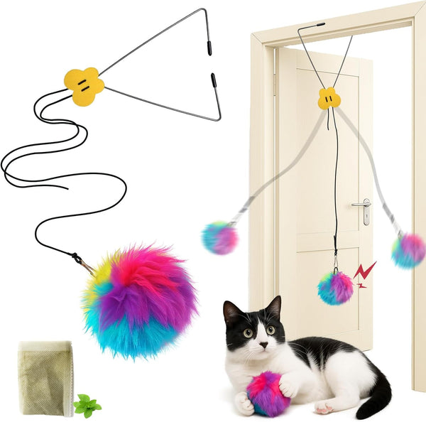 Interactive Cat Toys for Indoor Cats, Self-Play Hanging Door Toy for Kitten, Adjustable Height Exercise Bell Ball to Keep Kittens Active1