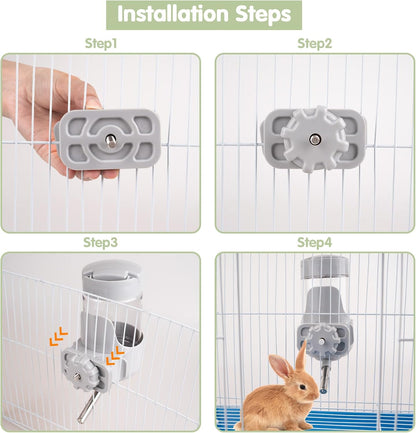 Depets Guinea Pig Water Bottle No Drip, 12 Oz Small Animal Water Dispenser | Top Refill Cage Water Bottle with Screw Fastener, ABS Material, for Rabbit Hamster Rat Ferret Kitten, Gray6