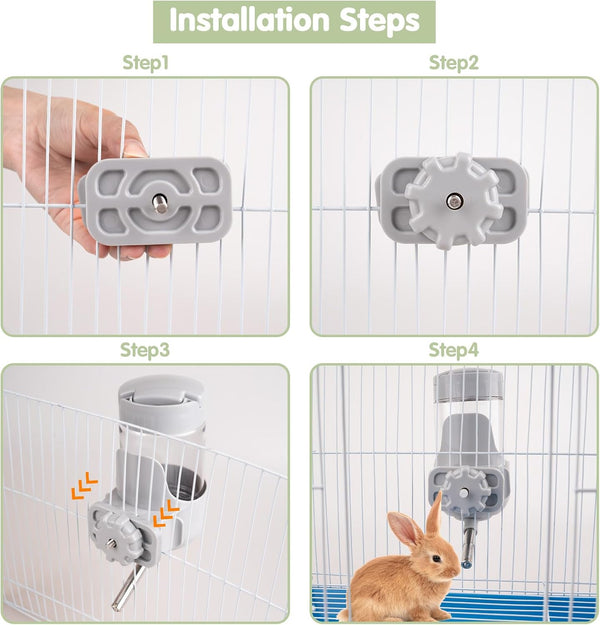 Depets Guinea Pig Water Bottle No Drip, 12 Oz Small Animal Water Dispenser | Top Refill Cage Water Bottle with Screw Fastener, ABS Material, for Rabbit Hamster Rat Ferret Kitten, Gray6