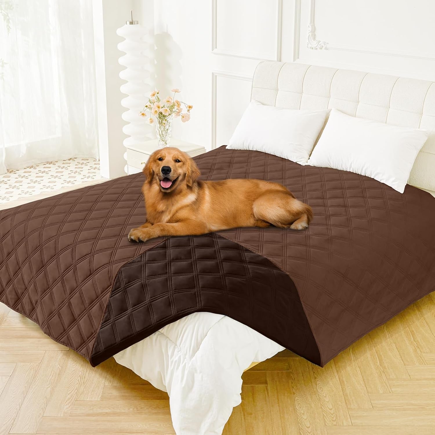 smiry-waterproof-dog-bed-cover-reversible-pet-blanket-for-sofa-couch-soft-washable-dog-blanket-leakproof-couch-cover-for-dogs-cats-furniture-protection-52x82-grey-dark-grey
